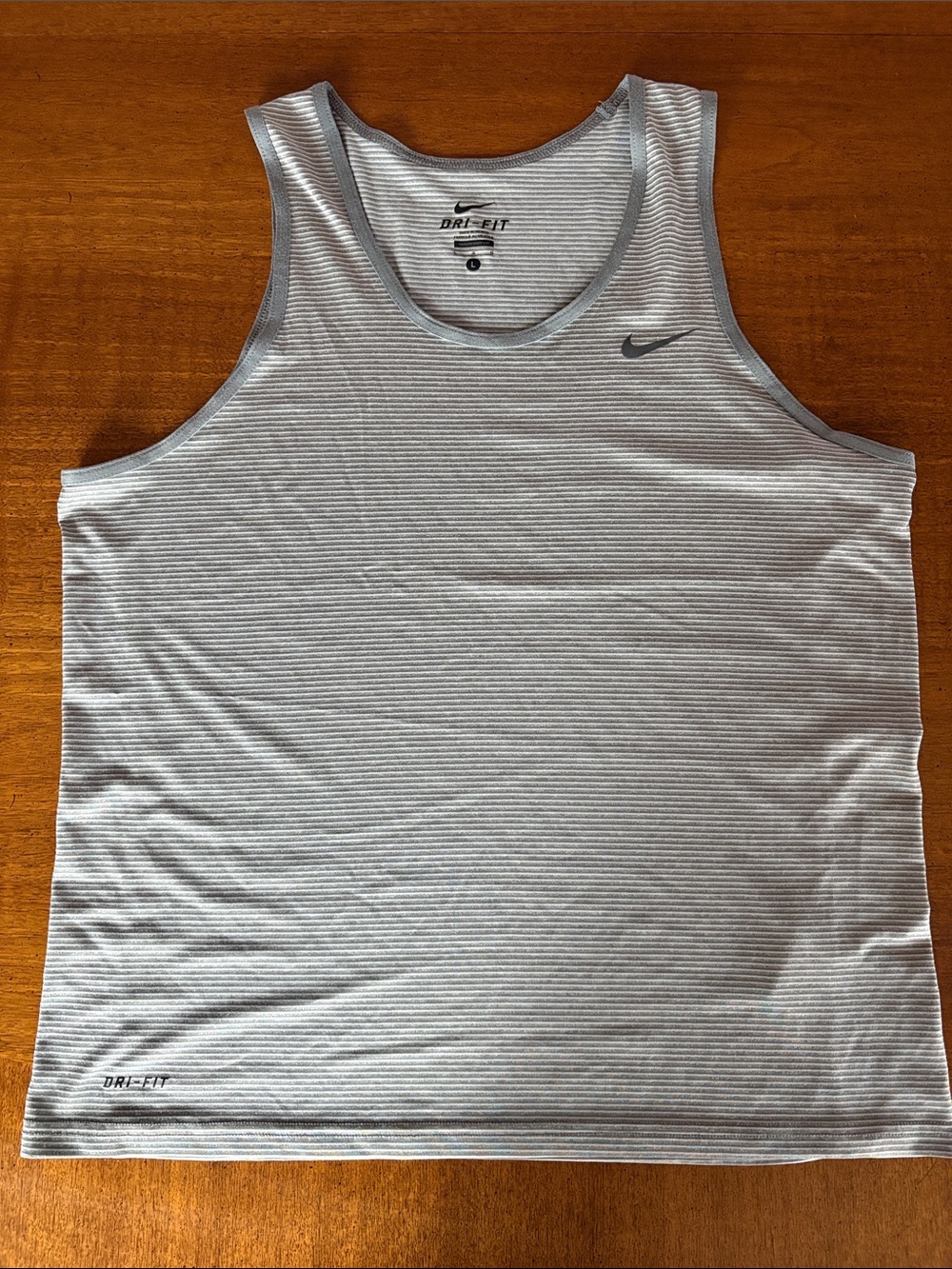Nike Light Gray Striped Dri-FIT Tank Top